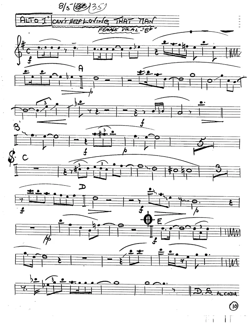Can't Help Lovin' That Man score preview