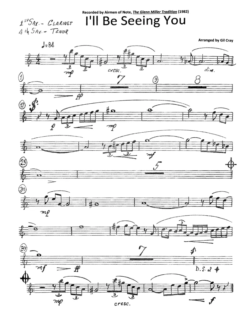 I'll Be Seeing You score preview