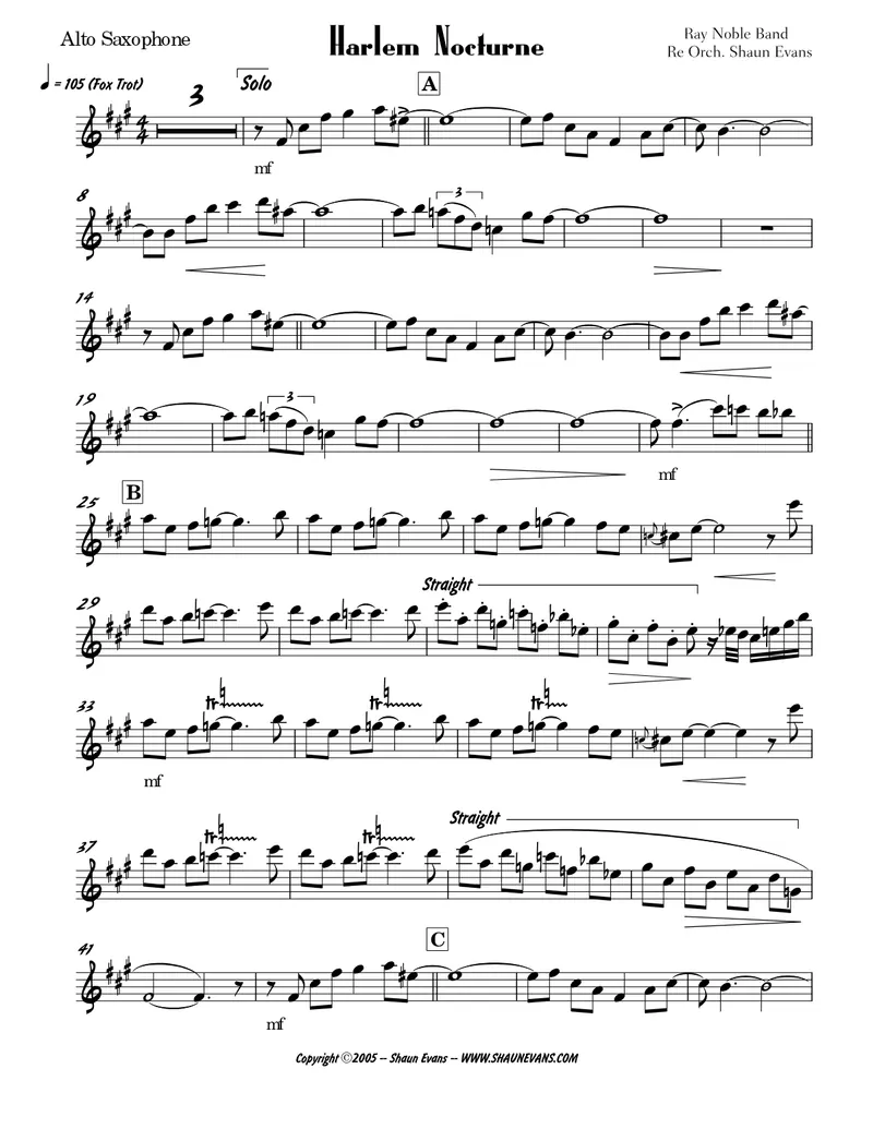 Harlem Nocturne score preview
