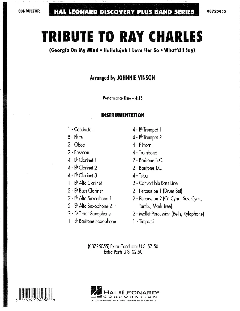 Tribute To Ray Charles score preview