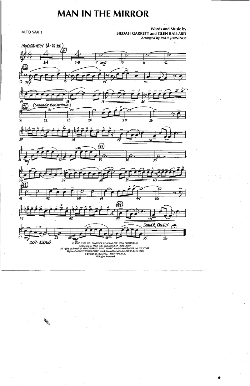 Man In The Mirror score preview