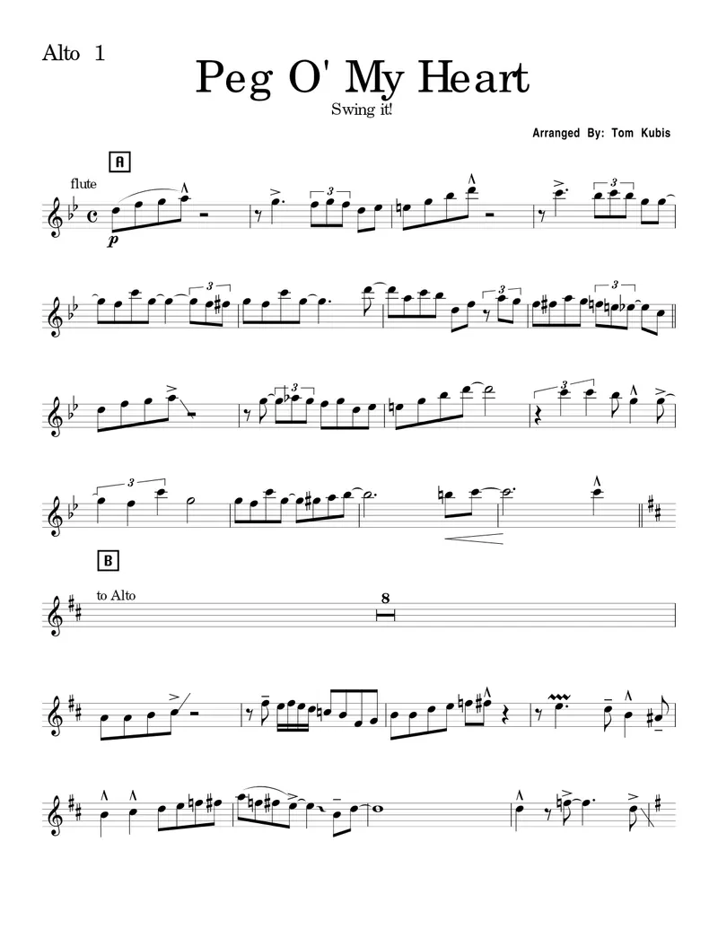 Peg O'My Heart score preview