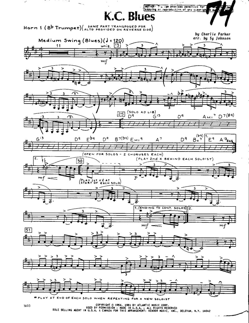 KC Blues score preview