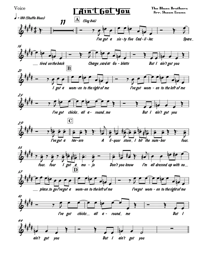 I Ain't Got You score preview