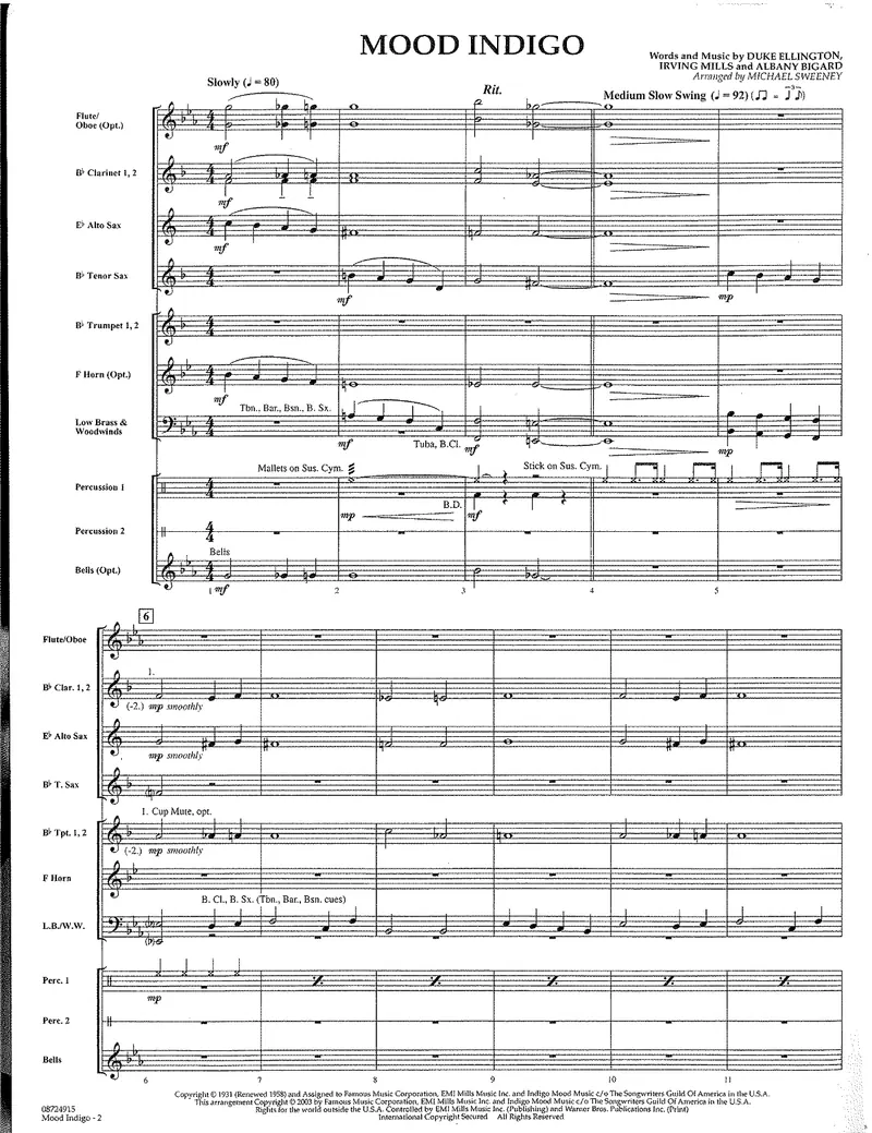 Mood Indigo score preview