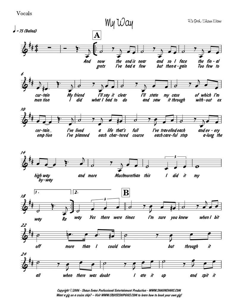 My Way score preview