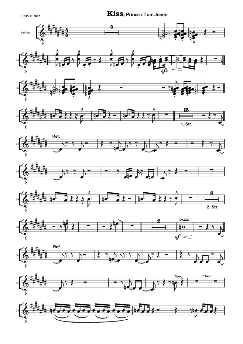 Kiss - 3 Horns score preview
