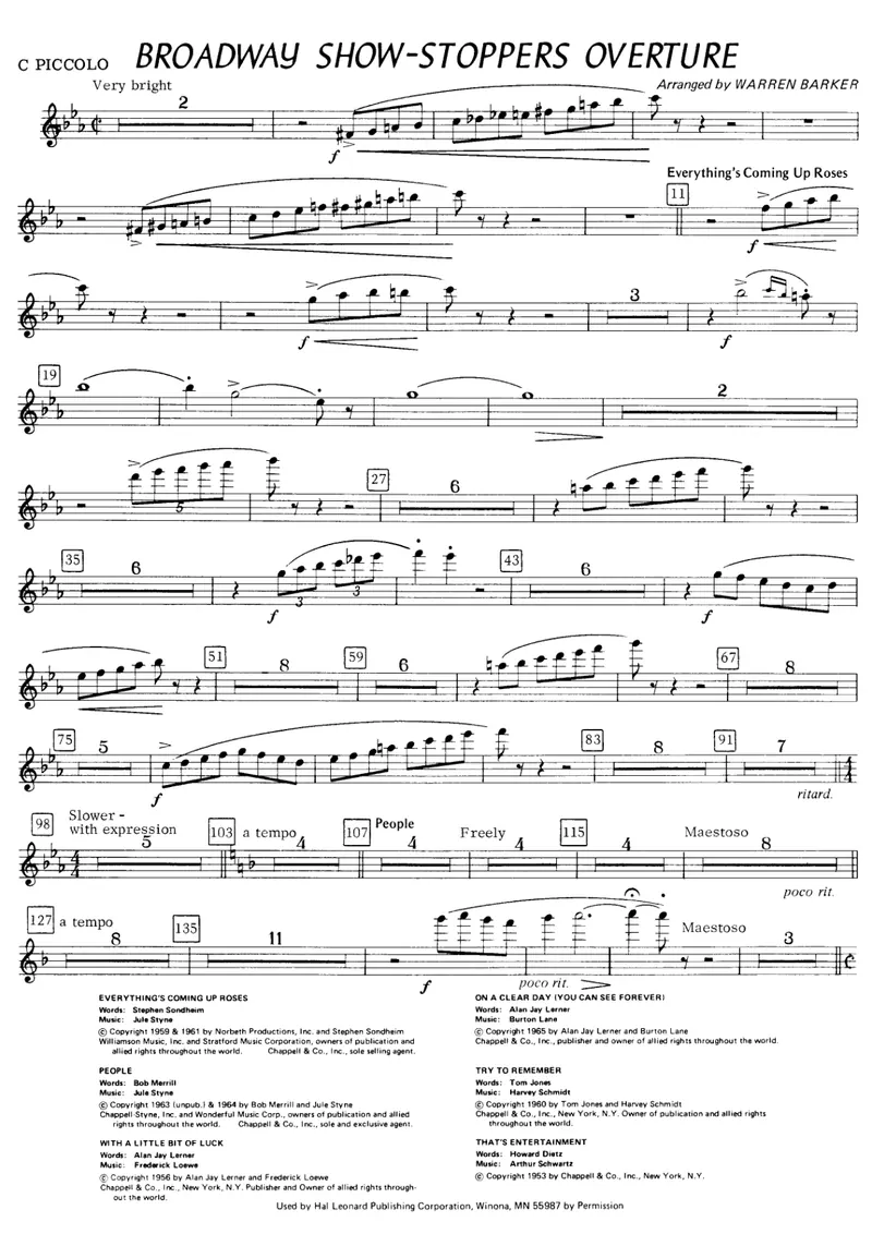 Broadway Show Stoppers score preview