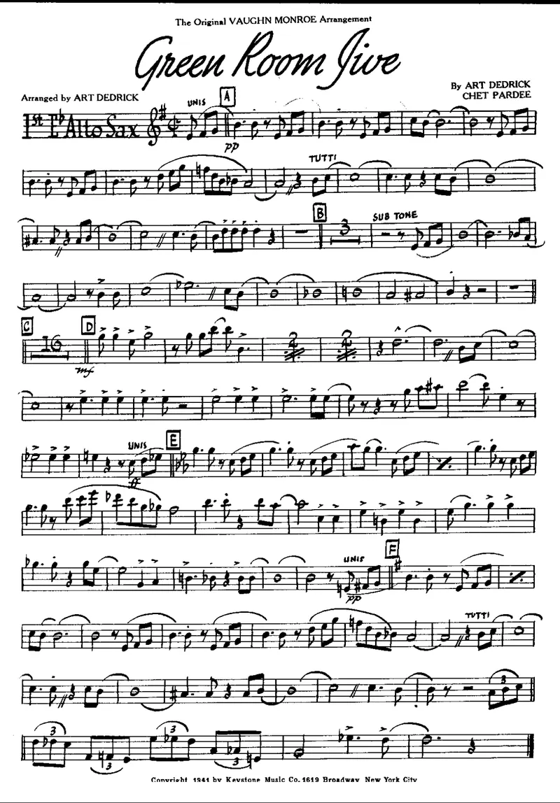 Green Room Jive score preview