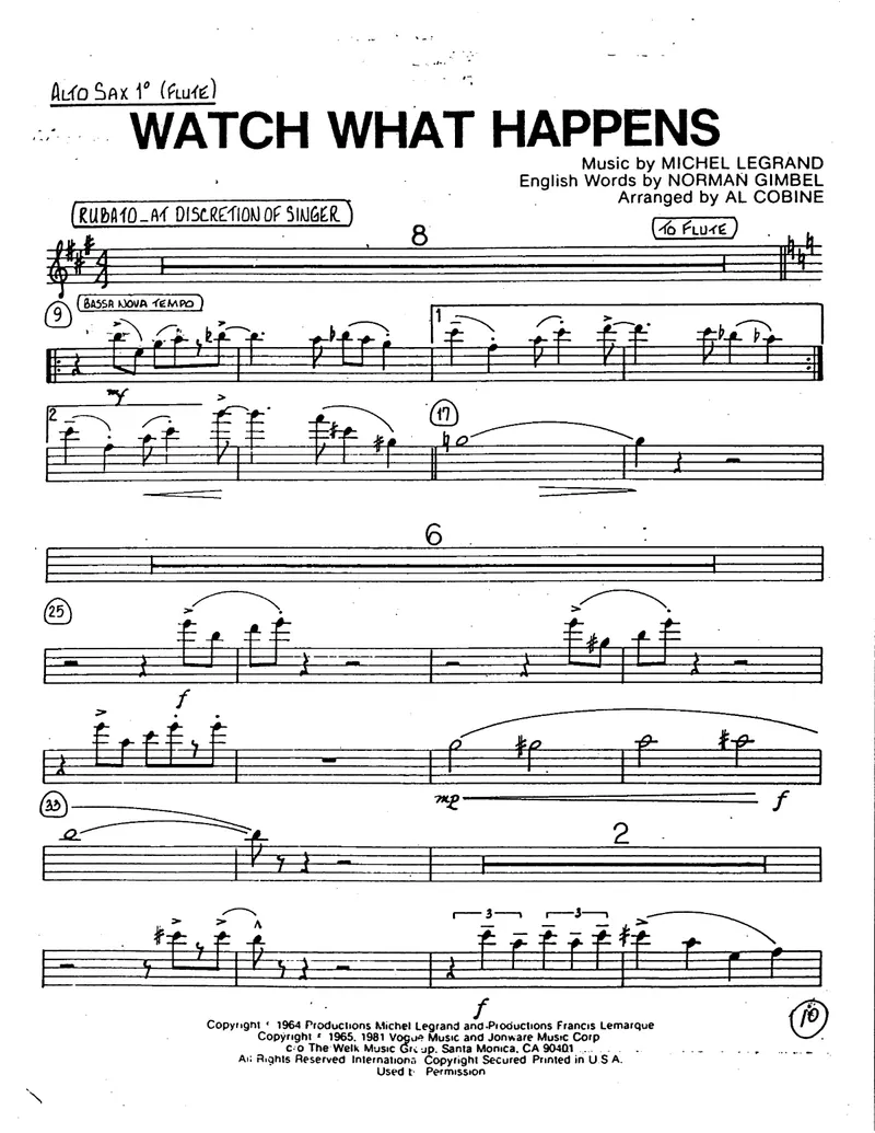Watch What Happens (Al Cobine) voc score preview