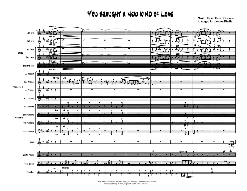 You Brought A New Kind Of Love score preview