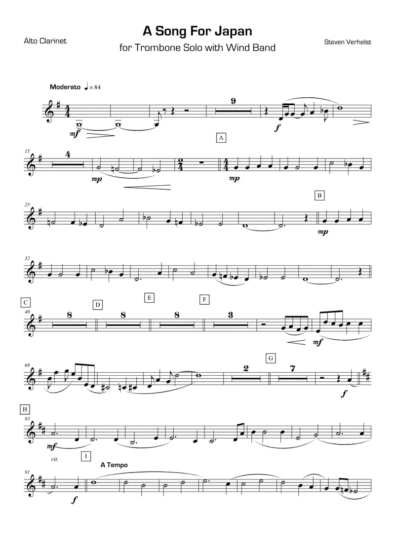 A Song For Japan score preview
