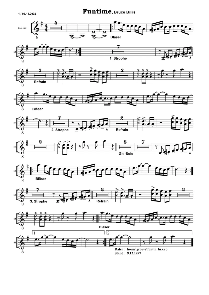 Funtime - 3 Horns score preview