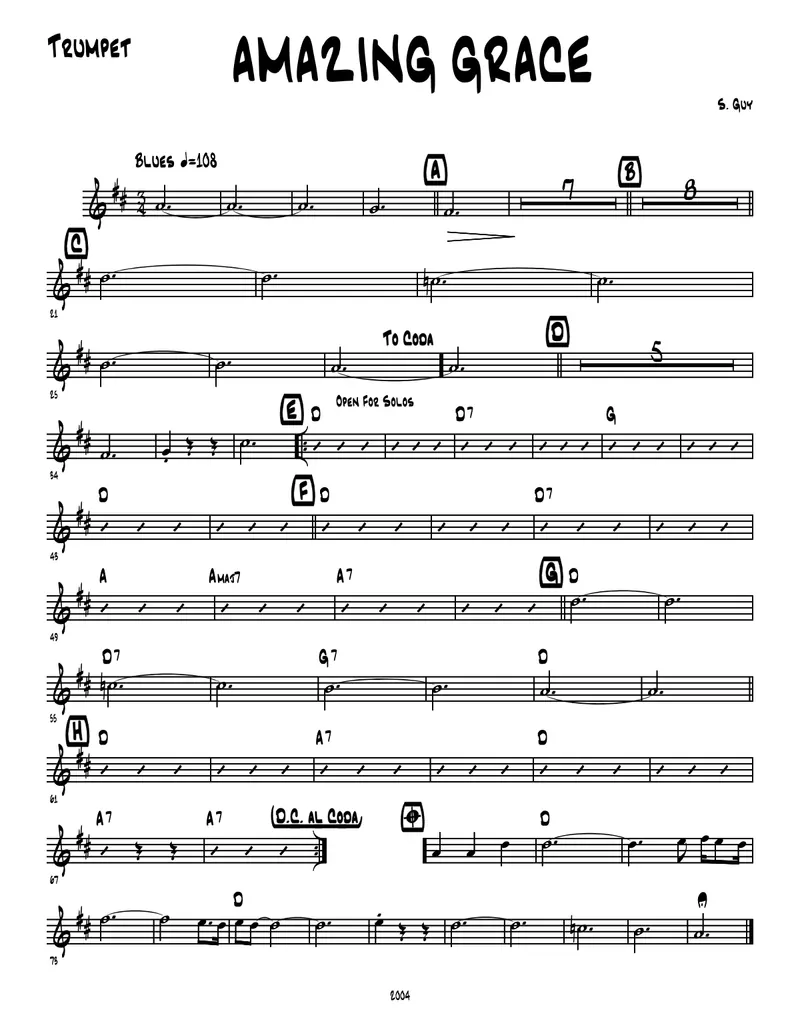 Amazing Grace score preview
