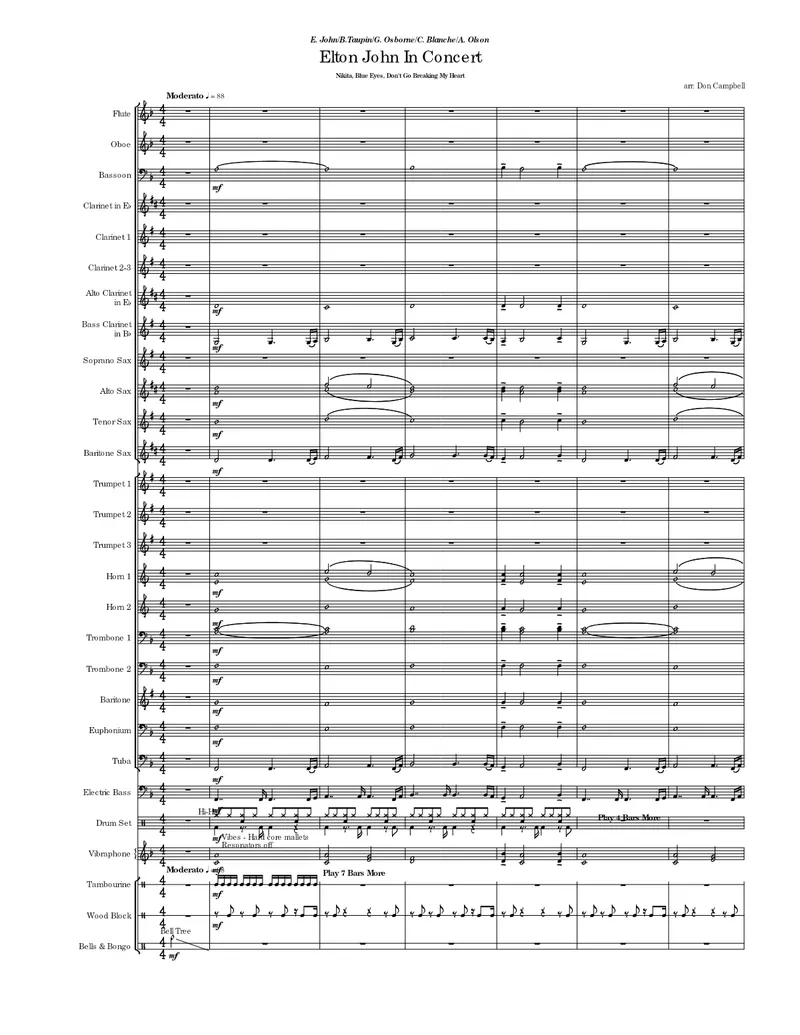 Elton John In Concert score preview