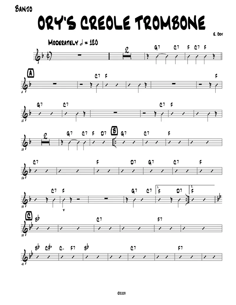 Ory's Creole Trombone (Kid Ory) Unknown score preview
