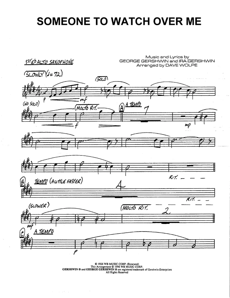 Someone To Watch Over Me score preview