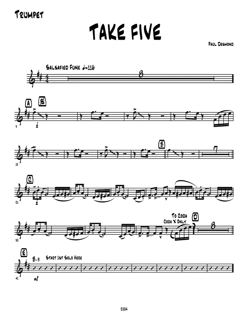 Take Five score preview