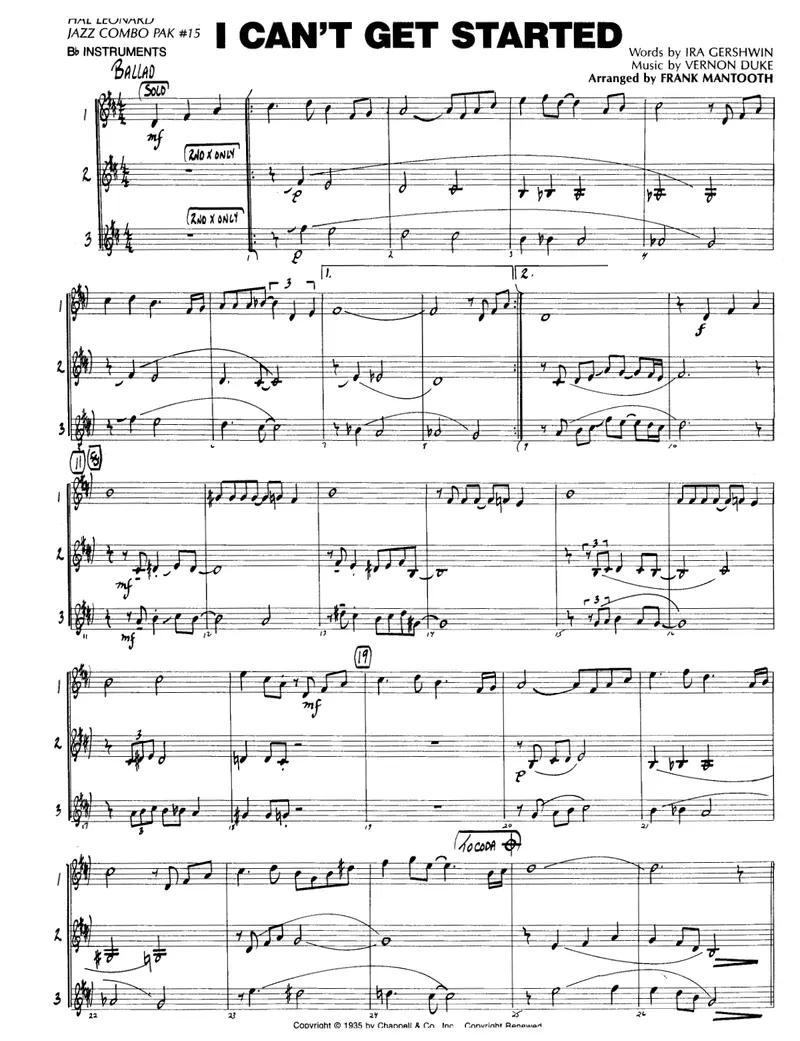 I Can't Get Started score preview