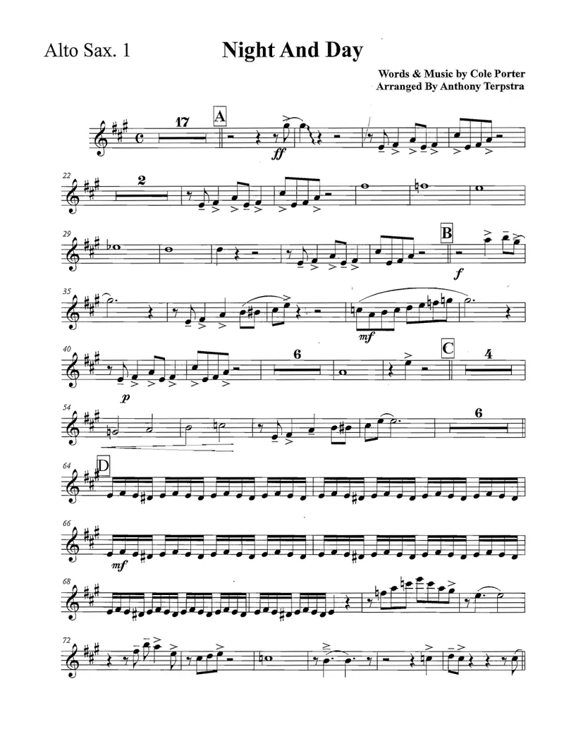 Night And Day score preview