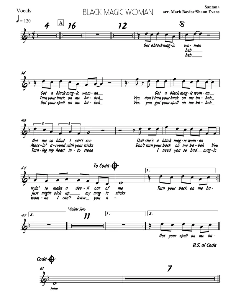Black Magic Woman - 3 horns + Rhythm score preview