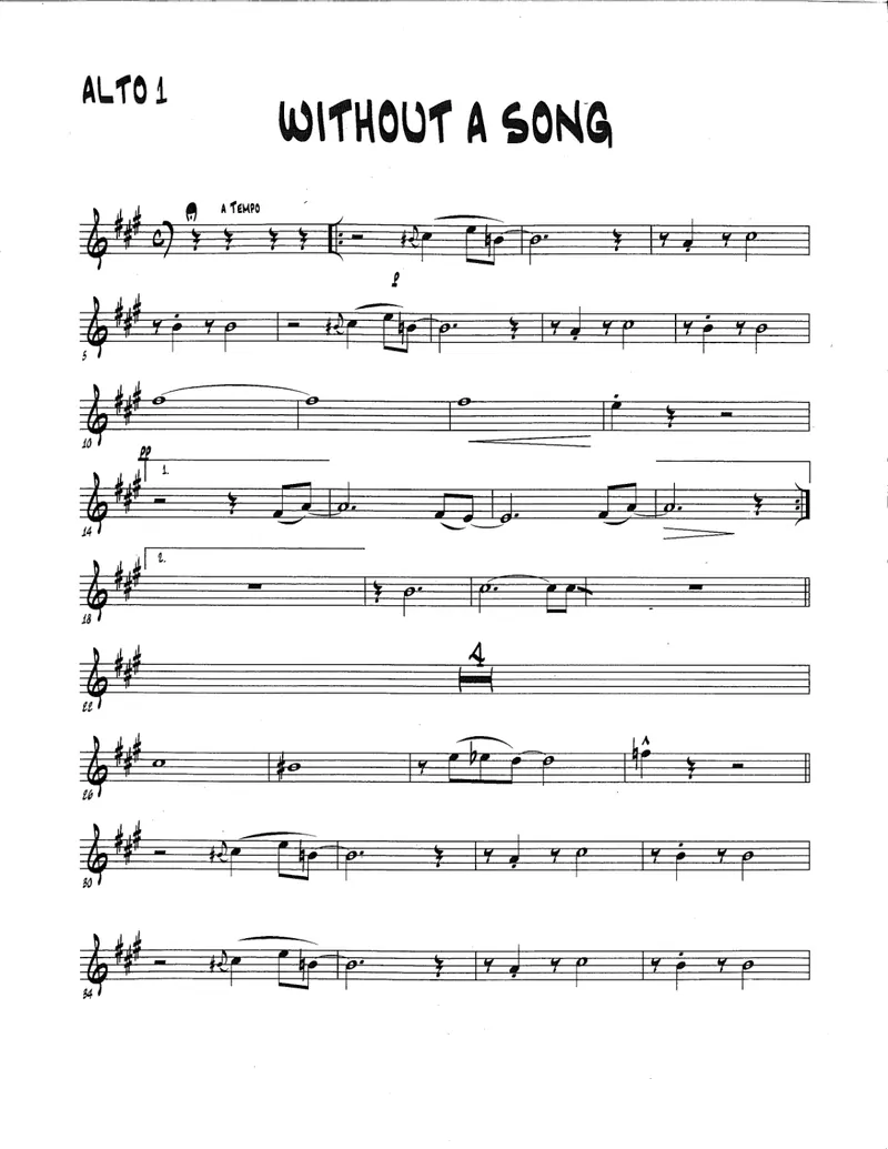 Without A Song preview page 1