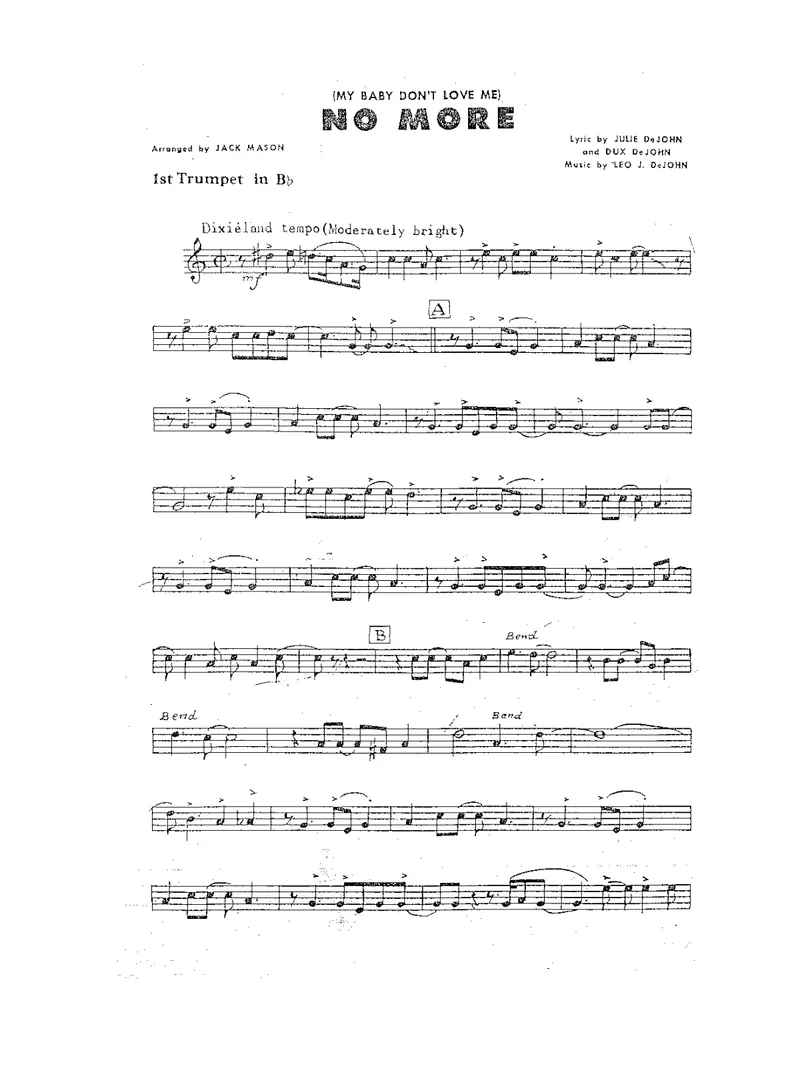 No More (My Baby Don't Love Me) score preview