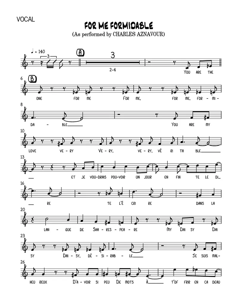 For Me Formidable score preview