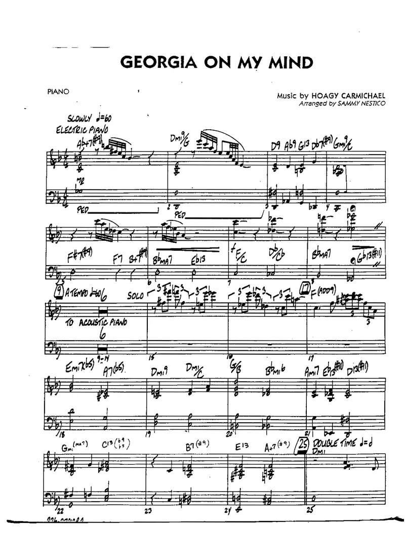 Georgia On My Mind score preview