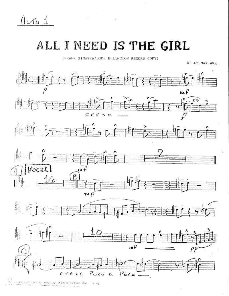 All I Need Is The Girl (B.May score preview