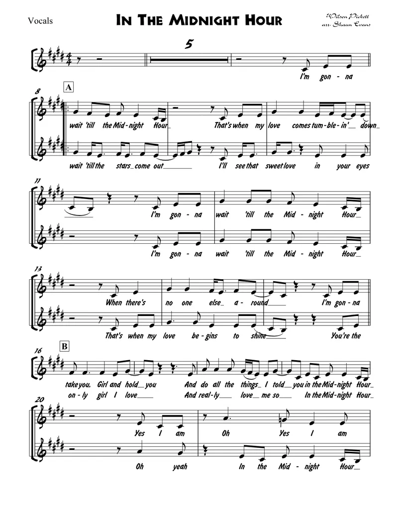 In The Midnight Hour - 3 horns + Rhythm score preview