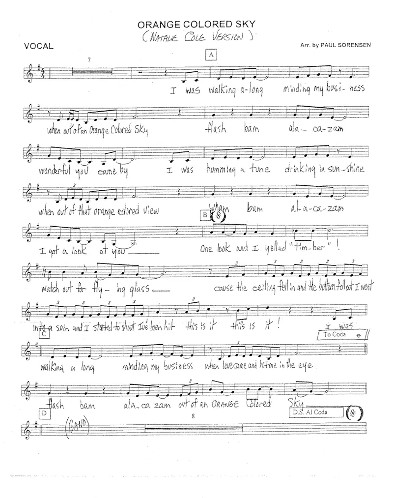 Orange Colored Sky score preview