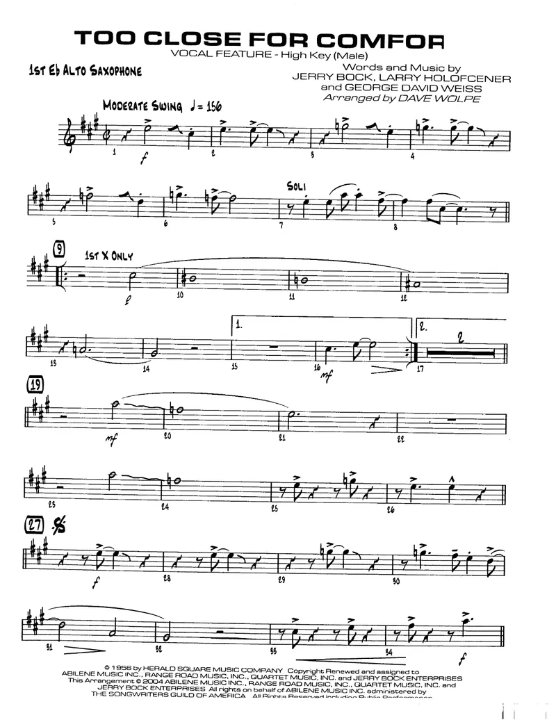 Too Close For Comfort score preview