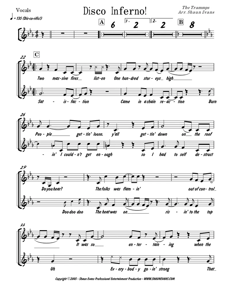 Disco Inferno score preview