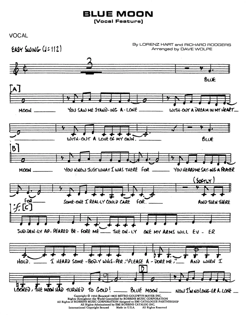 Blue Moon score preview