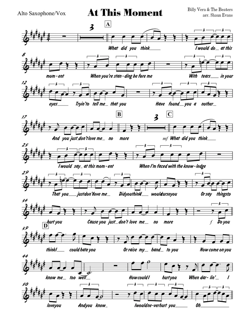 At This Moment - 3 horns + Rhythm score preview