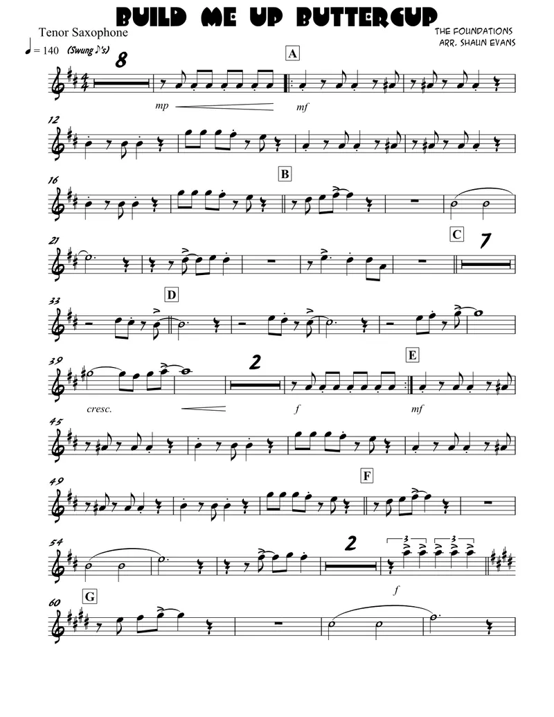 Build Me Up Buttercup - 3 horns + Rhythm score preview