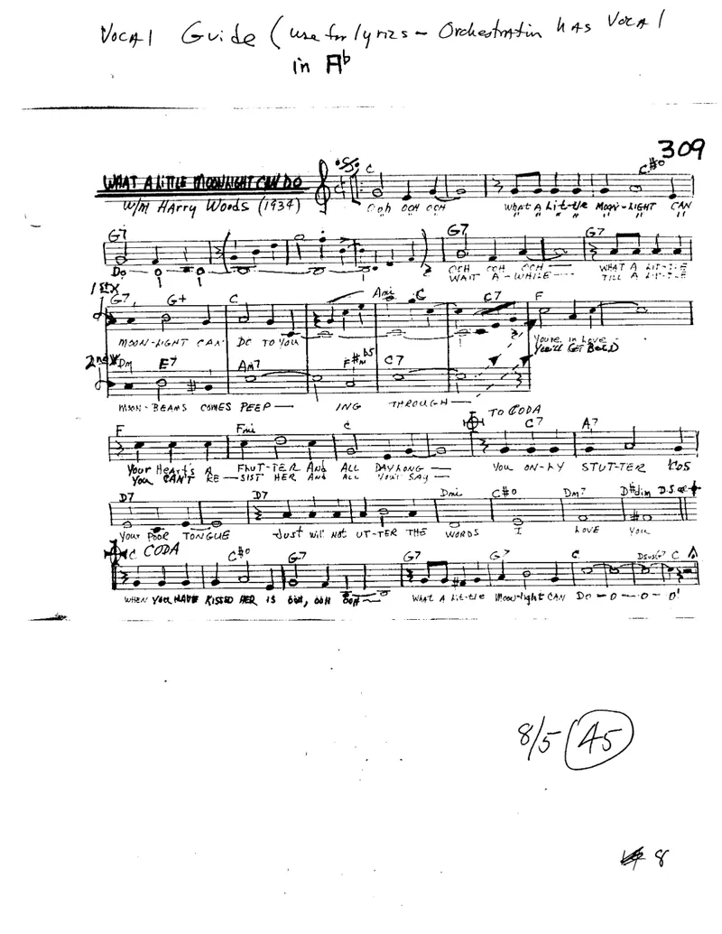 What A Little Moonlight Can Do score preview