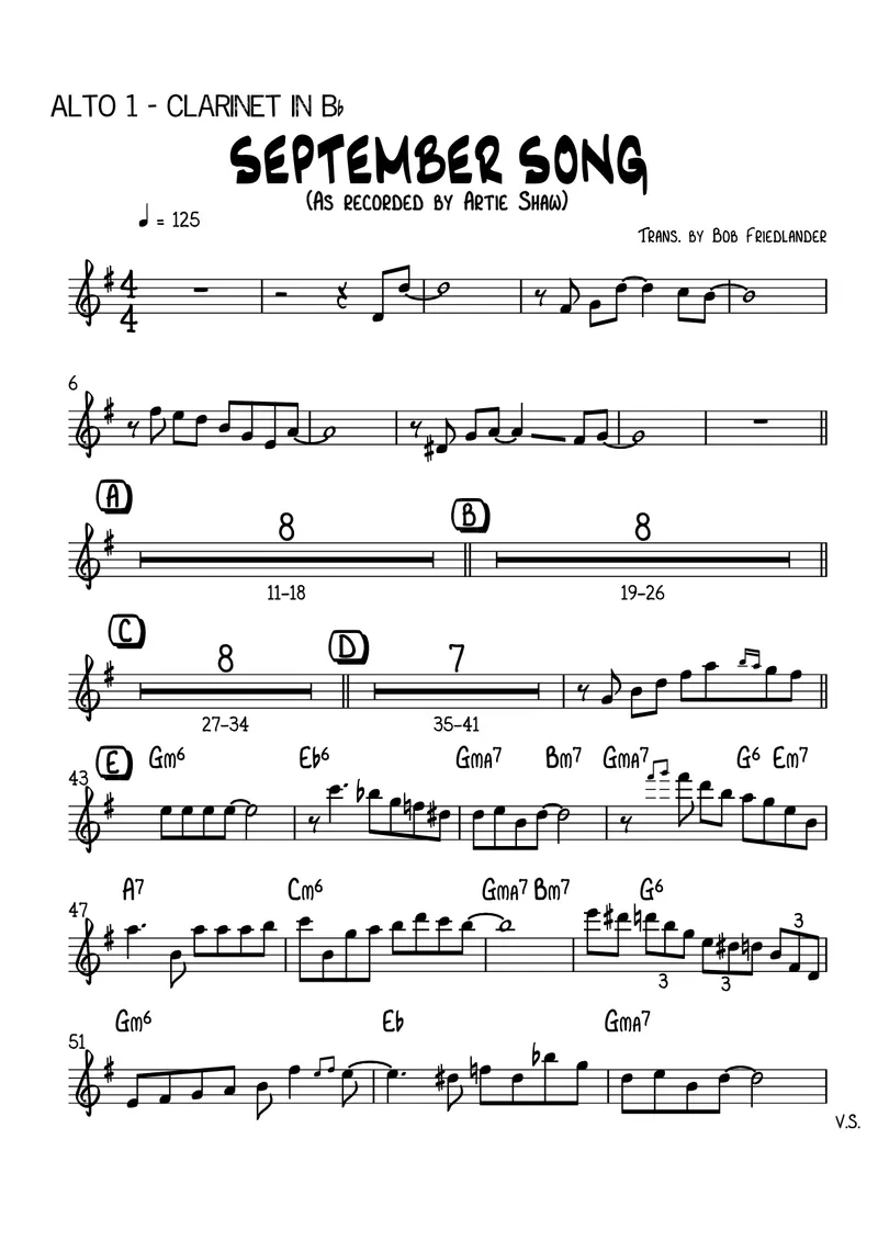 September Song score preview