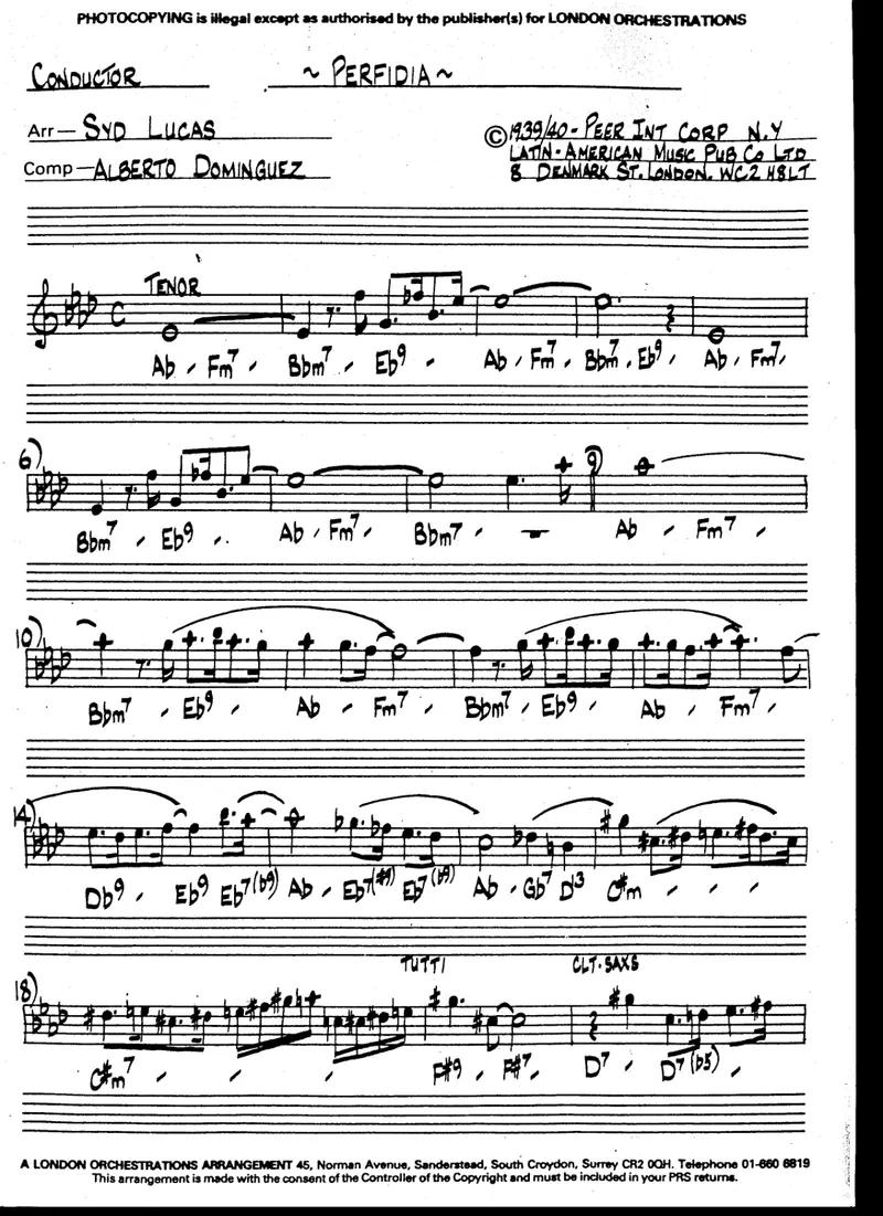 Perfidia score preview
