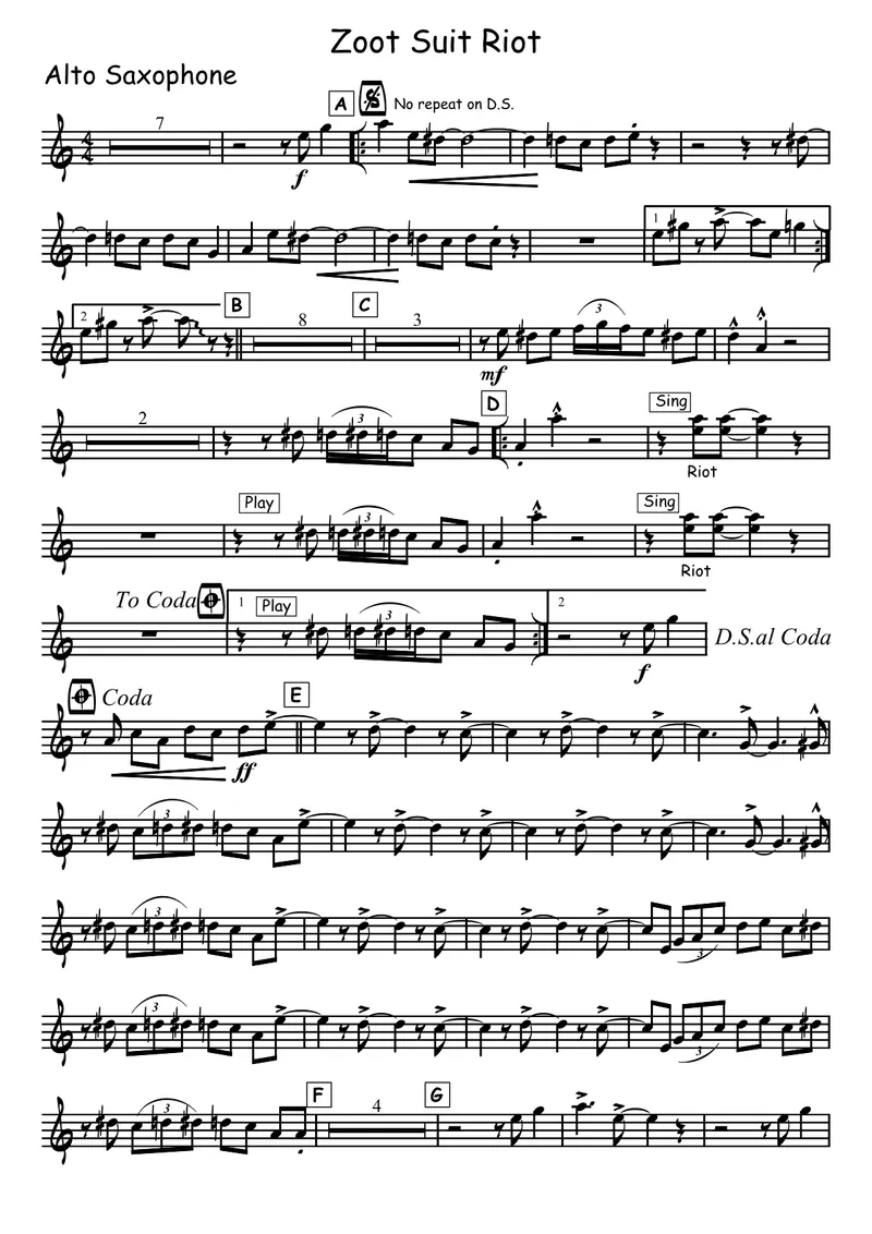 Zoot Suit Riot score preview