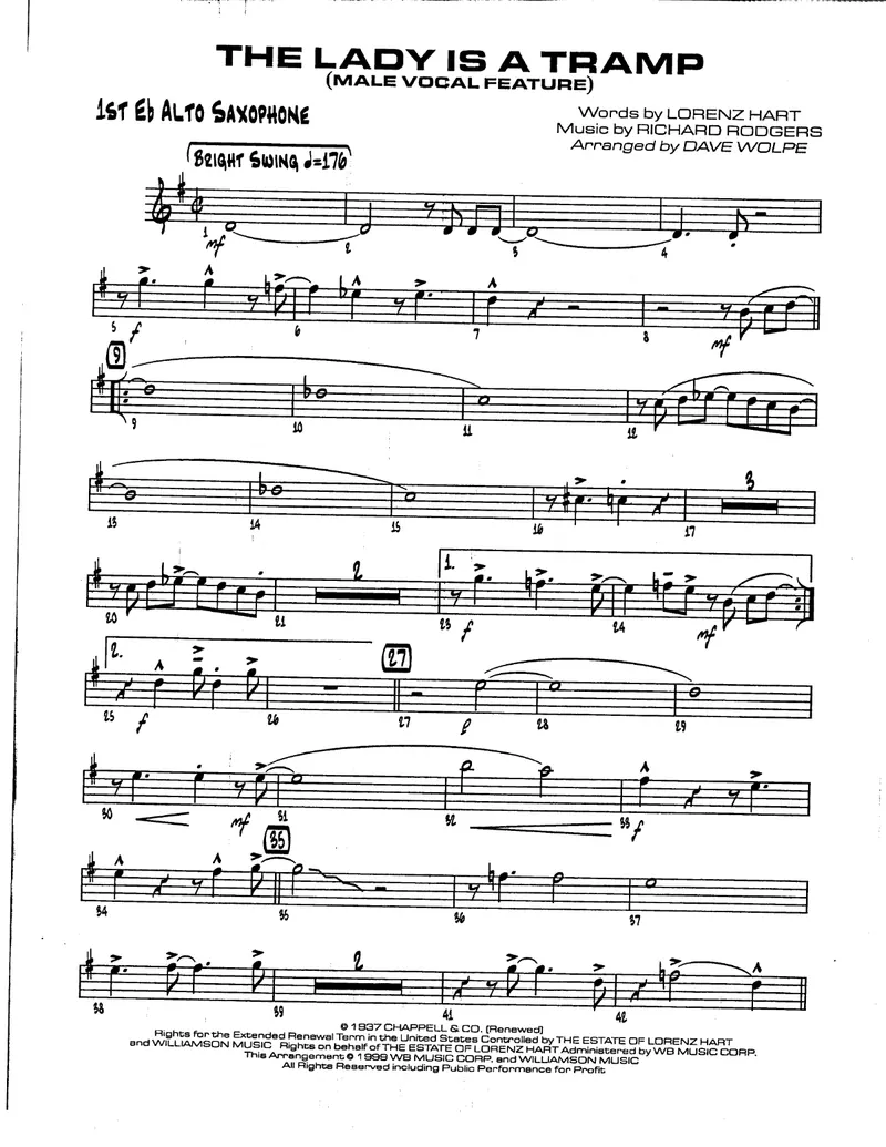 The Lady Is A Tramp score preview