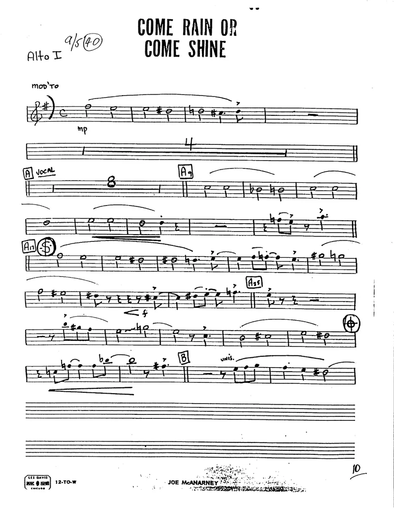 Come Rain Or Come Shine score preview