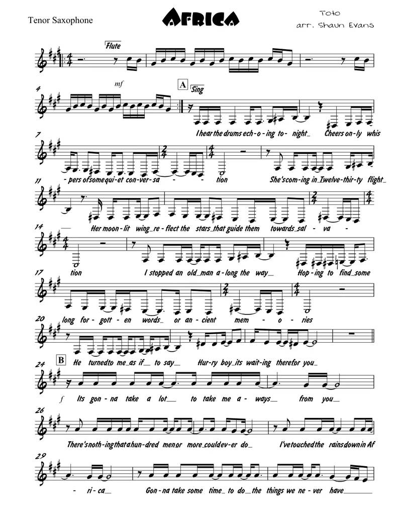 Africa - 3 horns + Rhythm score preview