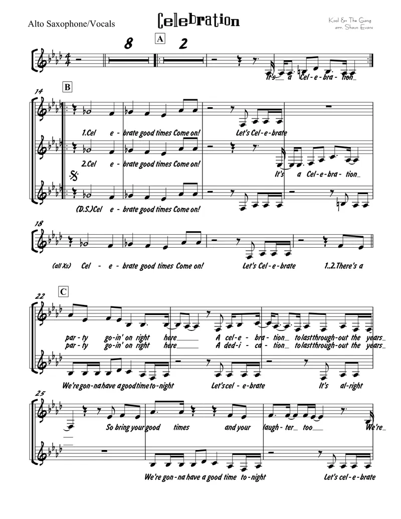 Celebration - 3 horns + Rhythm score preview