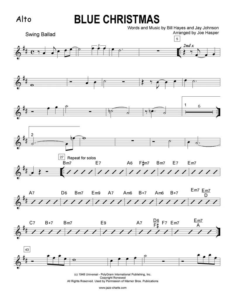 Blue Christmas score preview