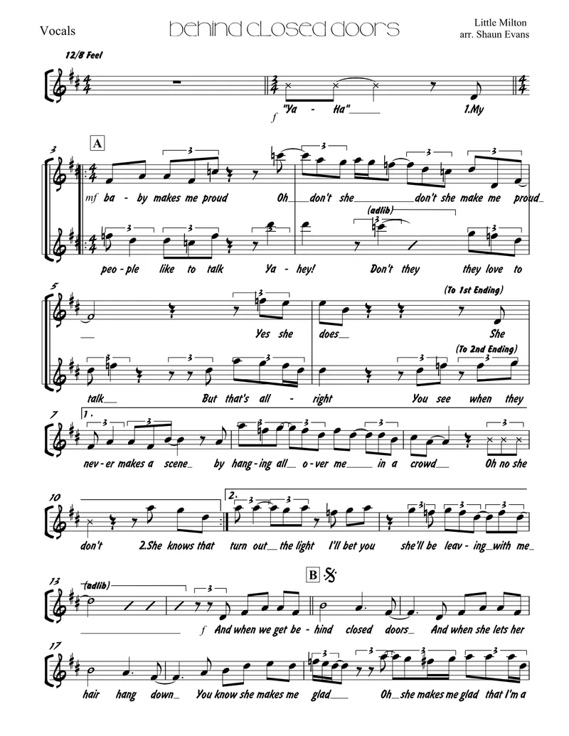 Behind Closed Doors - 3 horns + Rhythm score preview