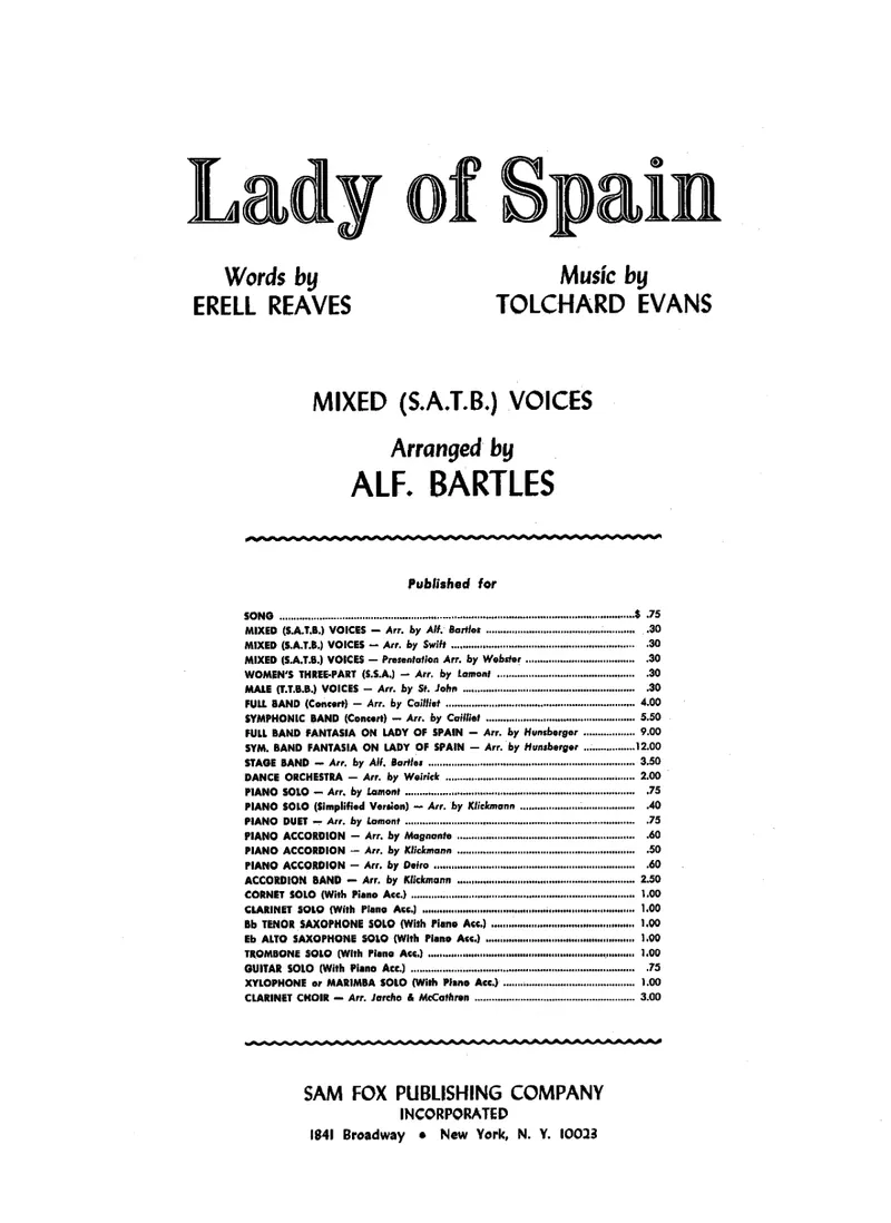 Lady Of Spain score preview