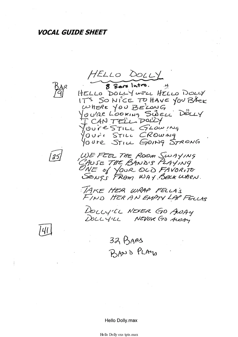 Hello Dolly score preview