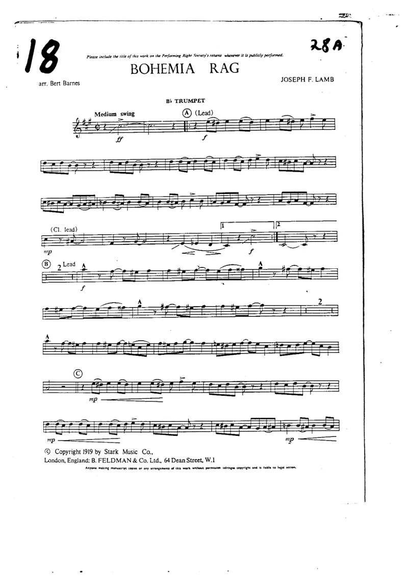 Bohemia Rag score preview
